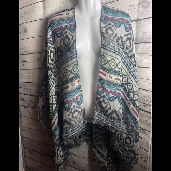 Express Sweaters - Express Open Asymmetrical Fringe Shaw